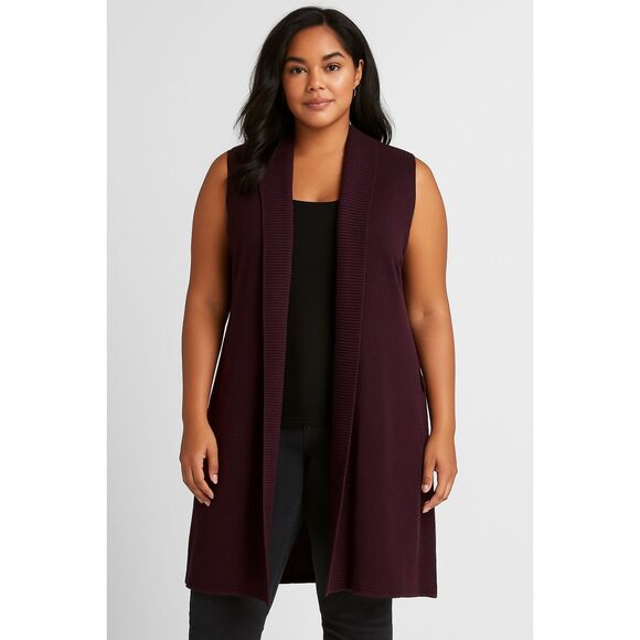 Lane Bryant  22/24 long line open front side zip detail cardigan PURPLE - Picture 1 of 10
